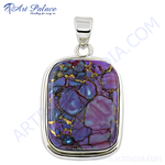 Load image into Gallery viewer, 925 sterling silver pendant with a vibrant purple and gold plating composite stone.