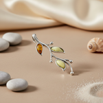 Load image into Gallery viewer, Silver Leaf Pendant with Yellow Gemstones | Women's Jewelry Gift