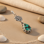 Load image into Gallery viewer, 925 Silver Turquoise Teardrop Pendant for Women | Gemstone Jewelry