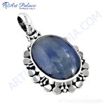 Load image into Gallery viewer, 925 sterling silver oval pendant with a captivating blue gemstone, perfect for women.