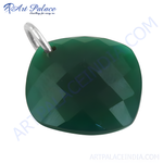 Load image into Gallery viewer, Green onyx cushion cut pendant in 925 sterling silver with a silver bail