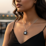 Load image into Gallery viewer, Silver Onyx & Cubic Zirconia Pendant for Women | Square Jewelry