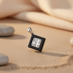 Load image into Gallery viewer, Silver Onyx & Cubic Zirconia Pendant for Women | Square Jewelry