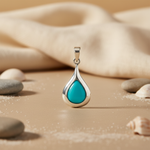 Load image into Gallery viewer, 925 Silver Teardrop Turquoise Pendant for Women | Gemstone Jewelry