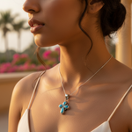 Load image into Gallery viewer, 925 Sterling Silver Turquoise Flower Pendant for Women