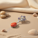 Load image into Gallery viewer, Silver Tanzanite & Orange Coral Pendant for Women | Fine Jewelry