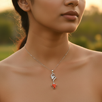 Load image into Gallery viewer, Silver Coral Pendant Necklace for Women | Gemstone Jewelry Gift