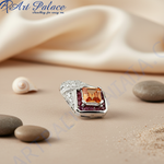 Load image into Gallery viewer, Silver Ring with Orange Gemstone & Ruby | Women's Ring