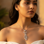 Load image into Gallery viewer, Silver Dangle Pendant with Cubic Zirconia | Women's Fashion Jewelry