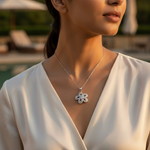 Load image into Gallery viewer, 925 Silver Flower Pendant Necklace | Diamond Pave Jewelry