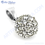Load image into Gallery viewer, Silver round pendant covered in glittering crystals, perfect for women's jewelry gifts.