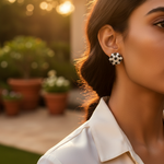 Load image into Gallery viewer, 925 Silver Black & White Stone Stud Earrings | Women's Jewelry
