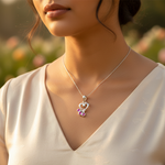 Load image into Gallery viewer, 925 Silver Heart Pendant with Pink CZ Stones for Women