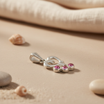 Load image into Gallery viewer, 925 Silver Heart Pendant with Pink CZ Stones for Women