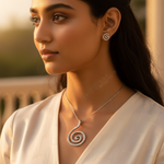 Load image into Gallery viewer, Silver Swirl Pendant with Crystals | Women's Fashion Jewelry