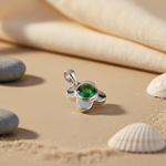Load image into Gallery viewer, 925 Silver Flower Pendant with Green Gemstone | Women's Jewelry