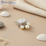 Load image into Gallery viewer, Silver Cubic Zirconia & Pearl Dangle Pendant for Women