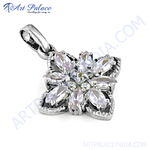 Load image into Gallery viewer, 925 sterling silver flower pendant with gemstone accents for women