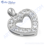 Load image into Gallery viewer, 925 sterling silver heart pendant necklace with sparkling white gemstones