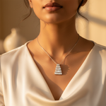 Load image into Gallery viewer, Silver Baguette Cut Cubic Zirconia Pendant | Women's Jewelry Gift