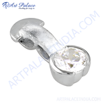 Load image into Gallery viewer, Sterling silver pendant with a round, sparkling cubic zirconia gemstone, perfect for women's jewelry.