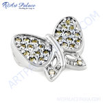 Load image into Gallery viewer, Sterling silver butterfly pendant with yellow cubic zirconia stones. A beautiful piece of jewelry for women.