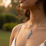 Load image into Gallery viewer, Silver Feather Pendant with Cubic Zirconia | Women's Jewelry Gift