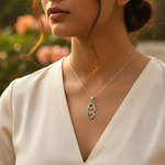 Load image into Gallery viewer, 925 Silver Heart Pendant Necklace with Green Gemstones | Gift for Her