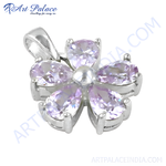 Load image into Gallery viewer, 925 sterling silver amethyst flower pendant, purple gemstone pendant, for women, elegant jewelry.