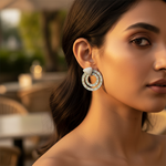 Load image into Gallery viewer, Silver Crystal Double Hoop Earrings for Women | Dazzling Jewelry