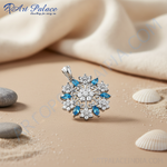Load image into Gallery viewer, 925 Silver Snowflake Pendant with Blue Topaz | Women's Jewelry