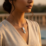 Load image into Gallery viewer, Silver Pendant with White & Purple Gemstones | Women's Gift