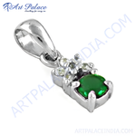 Load image into Gallery viewer, 925 sterling silver emerald pendant with white gemstones, perfect for women.