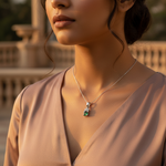 Load image into Gallery viewer, 925 Silver Emerald Pendant for Women | Daily Wear Gift