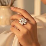 Load image into Gallery viewer, gold plating Flower Stud Earrings | Cubic Zirconia | Women's Jewelry