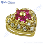 Load image into Gallery viewer, gold plating heart pendant with ruby and diamond gemstones, a beautiful piece of jewelry