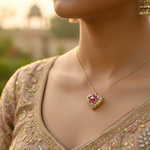 Load image into Gallery viewer, gold plating Ruby Heart Pendant | Diamond Accents | Gift for Her
