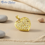 Load image into Gallery viewer, gold plating Heart Pendant with White Gemstones for Women