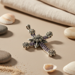 Load image into Gallery viewer, Silver Cross Pendant with Amethyst Gemstones | For Women