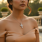 Load image into Gallery viewer, 925 Silver Cross Pendant Necklace | Baguette Cut Cubic Zirconia