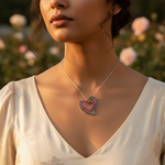 Load image into Gallery viewer, 925 Silver Double Heart Pendant with Ruby & Sapphire | Women's Jewelry