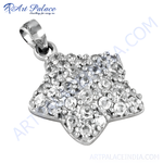 Load image into Gallery viewer, 925 sterling silver star pendant encrusted with sparkling cubic zirconia stones, women's jewelry.