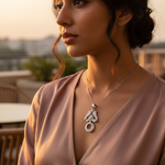 Load image into Gallery viewer, Silver Om Pendant Necklace with Cubic Zirconia | Women's Jewelry Gift