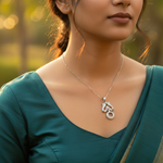 Load image into Gallery viewer, Silver Om Pendant Necklace with Cubic Zirconia | Women's Jewelry Gift