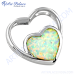Load image into Gallery viewer, 925 sterling silver heart-shaped opal pendant with vibrant colors