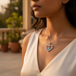 Load image into Gallery viewer, 925 Silver Heart Pendant with CZ & Blue Stone | Women's Gift