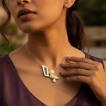Load image into Gallery viewer, Silver Pendant with Yellow Gemstones | Unique Jewelry for Women