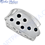 Load image into Gallery viewer, 925 sterling silver ring with blue sapphire gemstones for women.