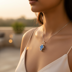 Load image into Gallery viewer, 925 Silver Blue Stone Cross Pendant for Women | Religious Jewelry