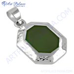 Load image into Gallery viewer, 925 sterling silver pendant with a green stone center, perfect for gifting and everyday wear.